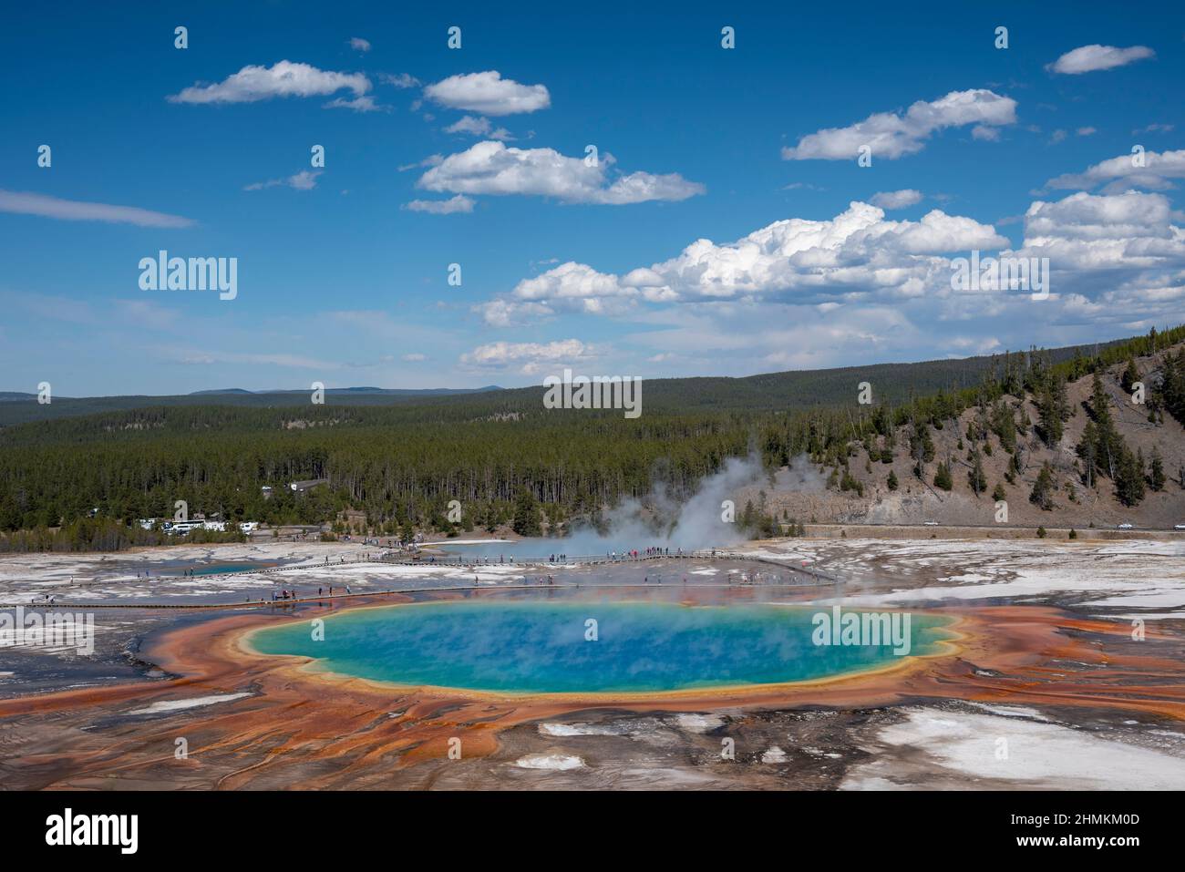 Grand Prismatic Spring in Yellowstone National Park. Stock Photo