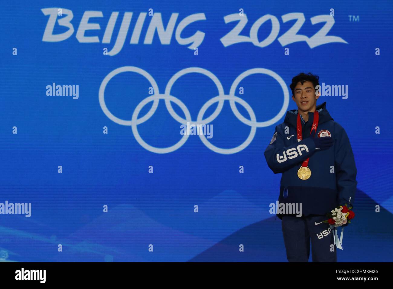 Beijing, Hebei, China. 10th Feb, 2022. Nathen Chen (USA) celebrates