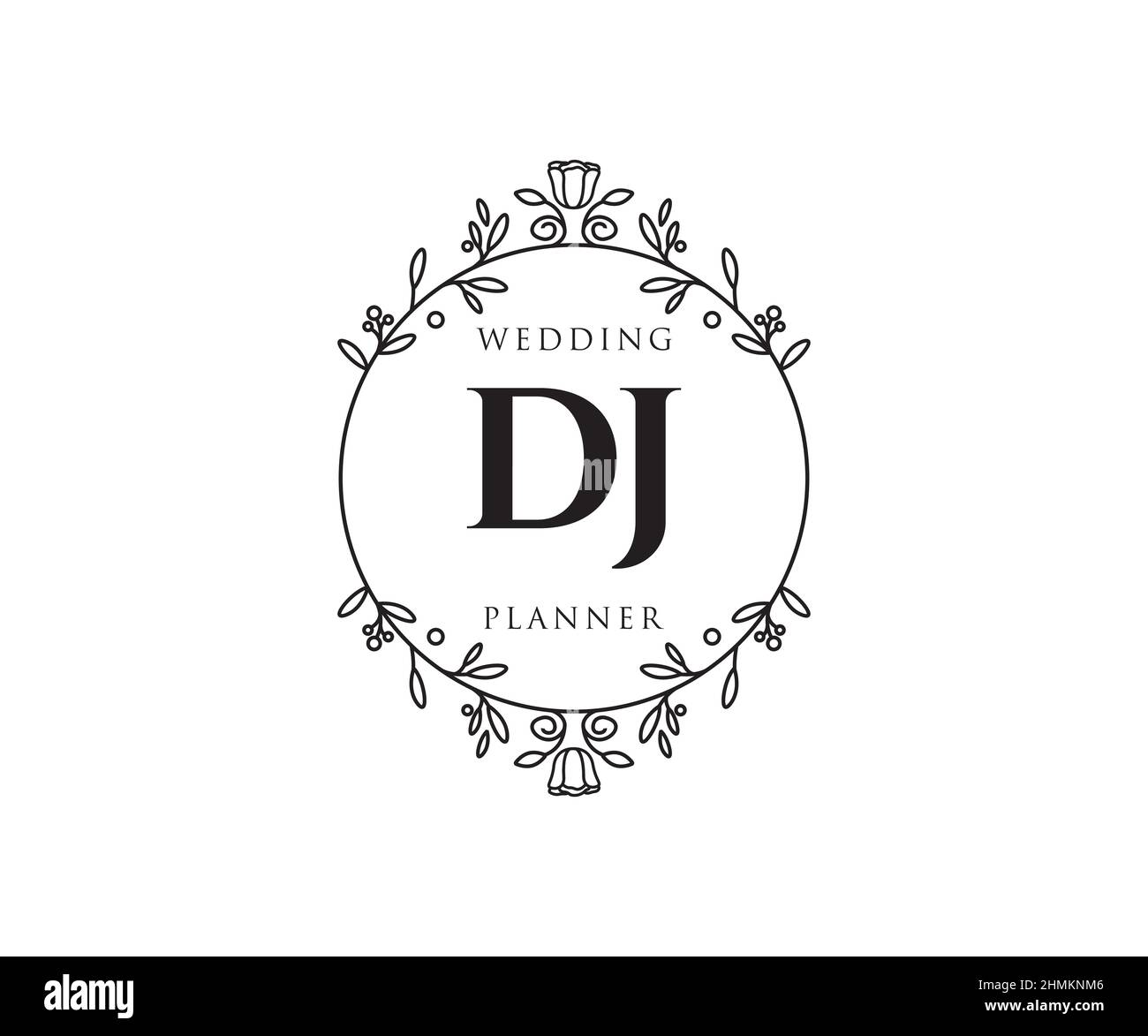 DJ Initials letter Wedding monogram logos collection, hand drawn modern ...