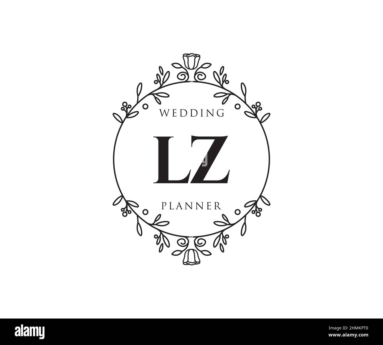 LZ Initials letter Wedding monogram logos collection, hand drawn modern ...