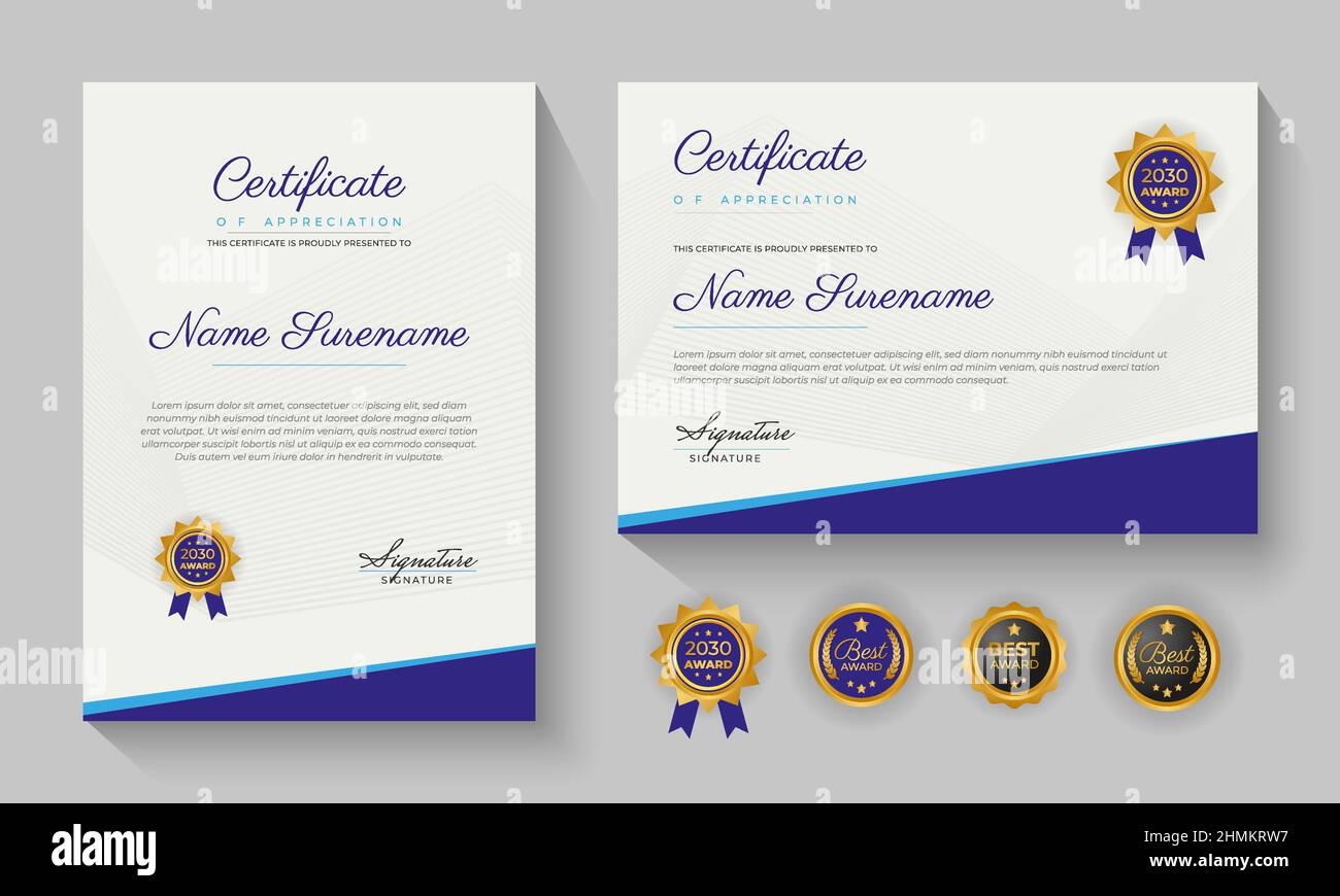 Modern Blue Certificate Of Achievement Or Certification Of Appreciation