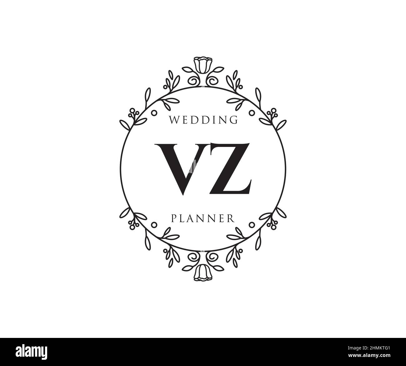VZ Initials letter Wedding monogram logos collection, hand drawn modern ...