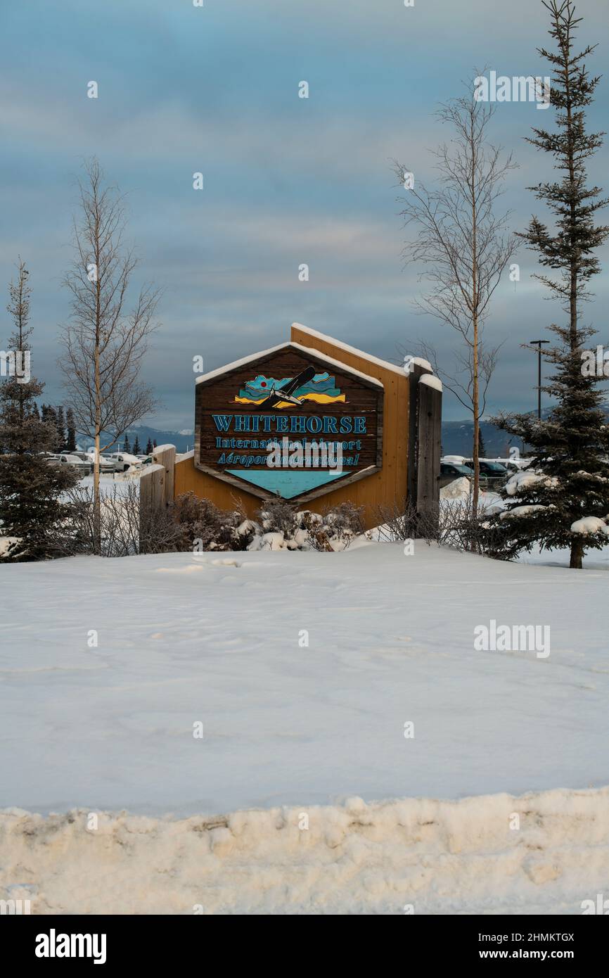 Whitehorse International Airport sign in Whitehorse, Yukon, Canada