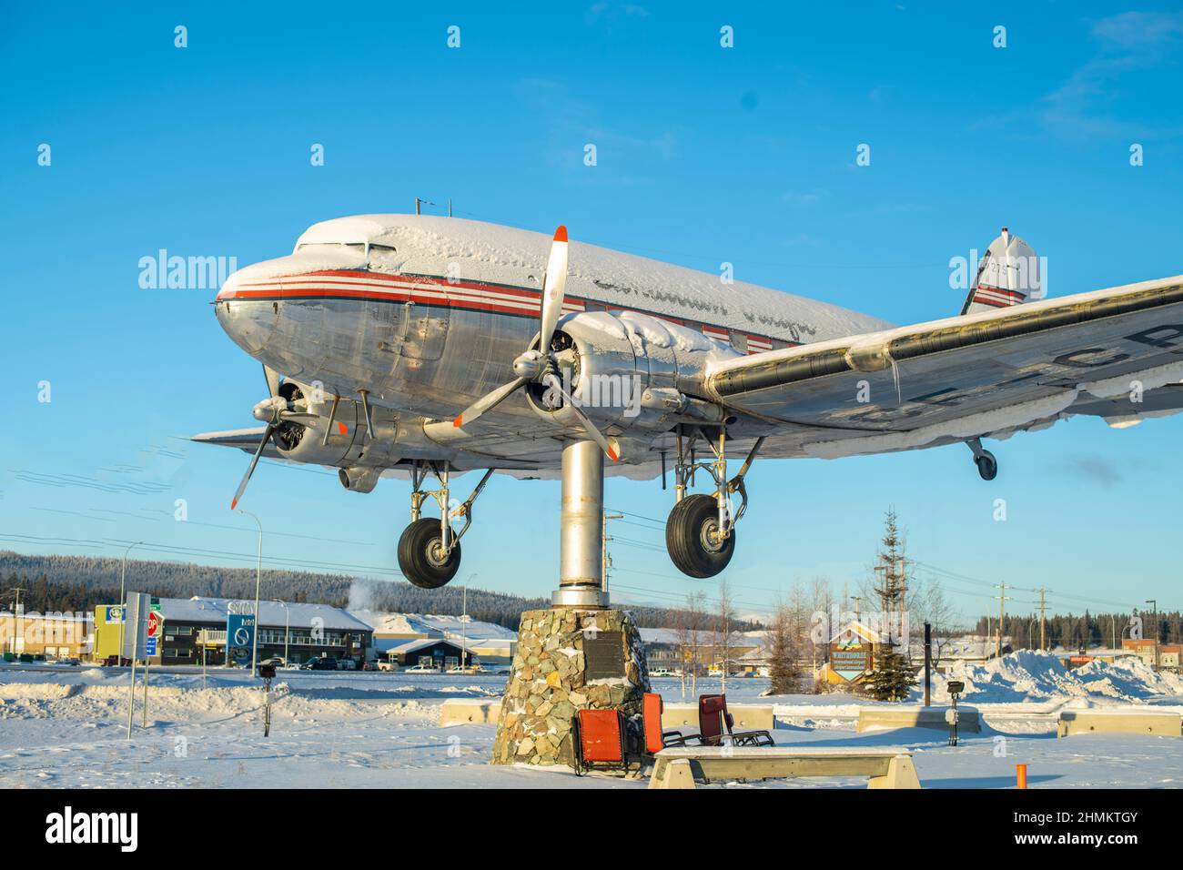 Douglas DC-3 at the Yukon Transportation Museum in Whitehorse, Yukon, Canada Stock Photo