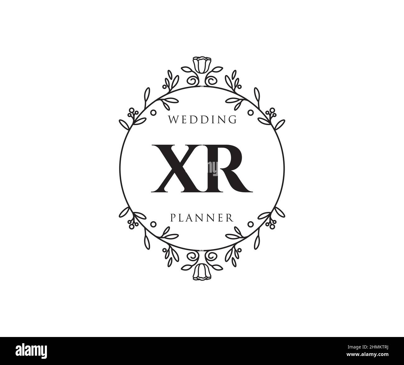 XR Initials letter Wedding monogram logos collection, hand drawn modern minimalistic and floral templates for Invitation cards, Save the Date, elegant Stock Vector