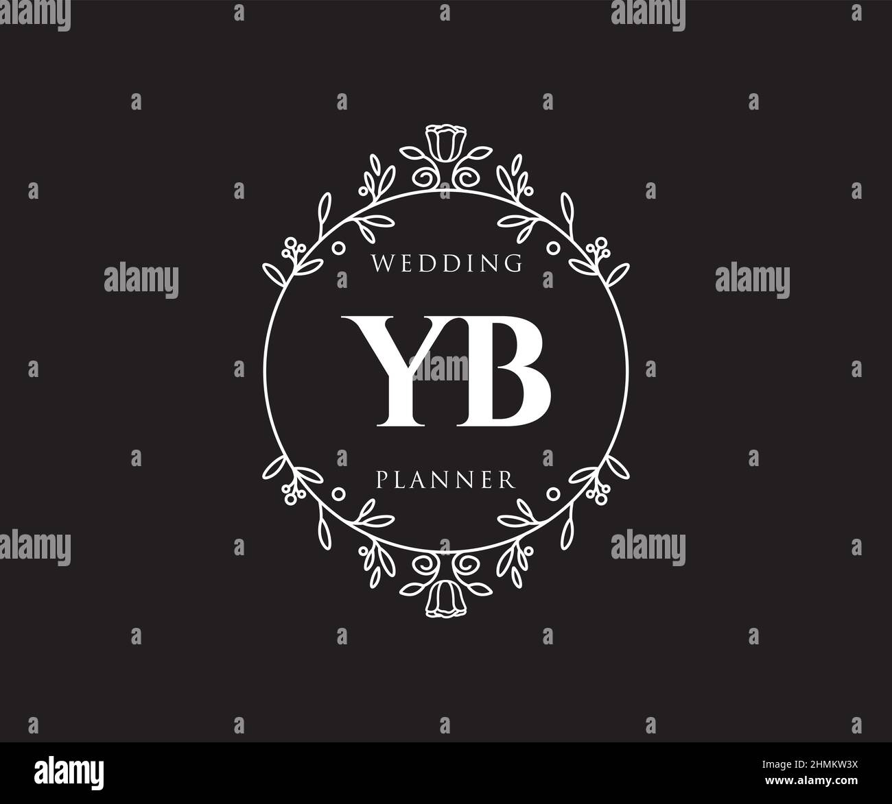 YB Initials letter Wedding monogram logos collection, hand drawn modern minimalistic and floral templates for Invitation cards, Save the Date, elegant Stock Vector