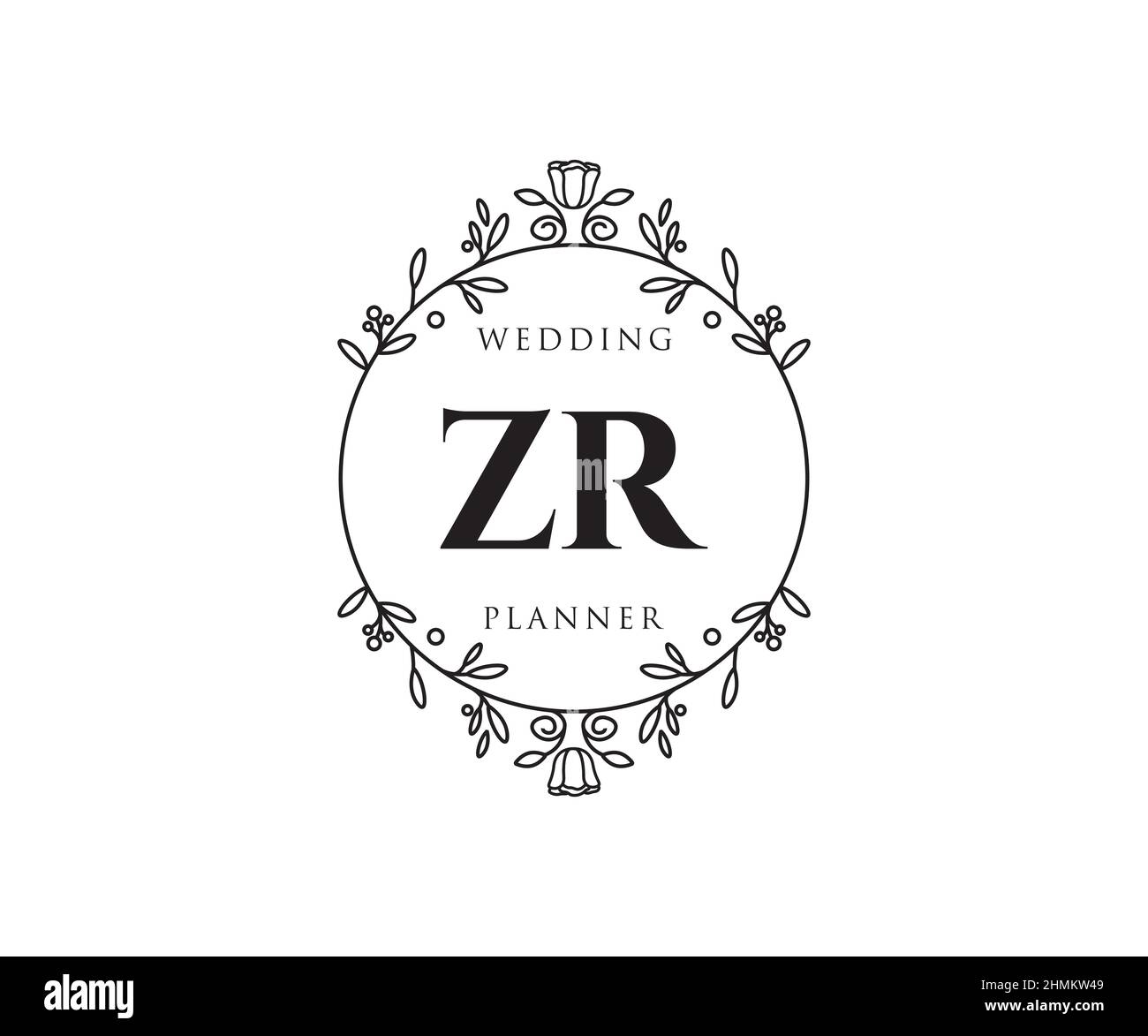 ZR Initials letter Wedding monogram logos collection, hand drawn modern ...