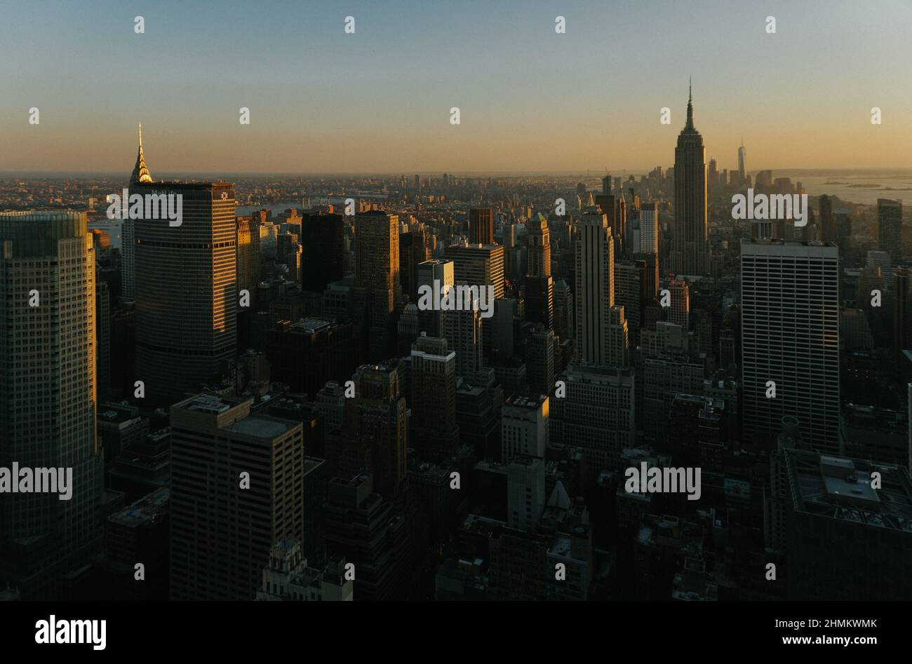 Areal view of the New York cityscape with the beautiful sky background Stock Photo