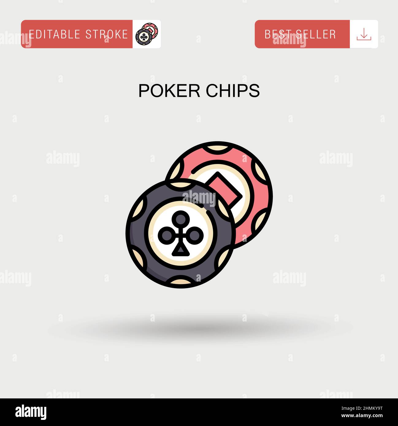 Poker chips Simple vector icon. Stock Vector