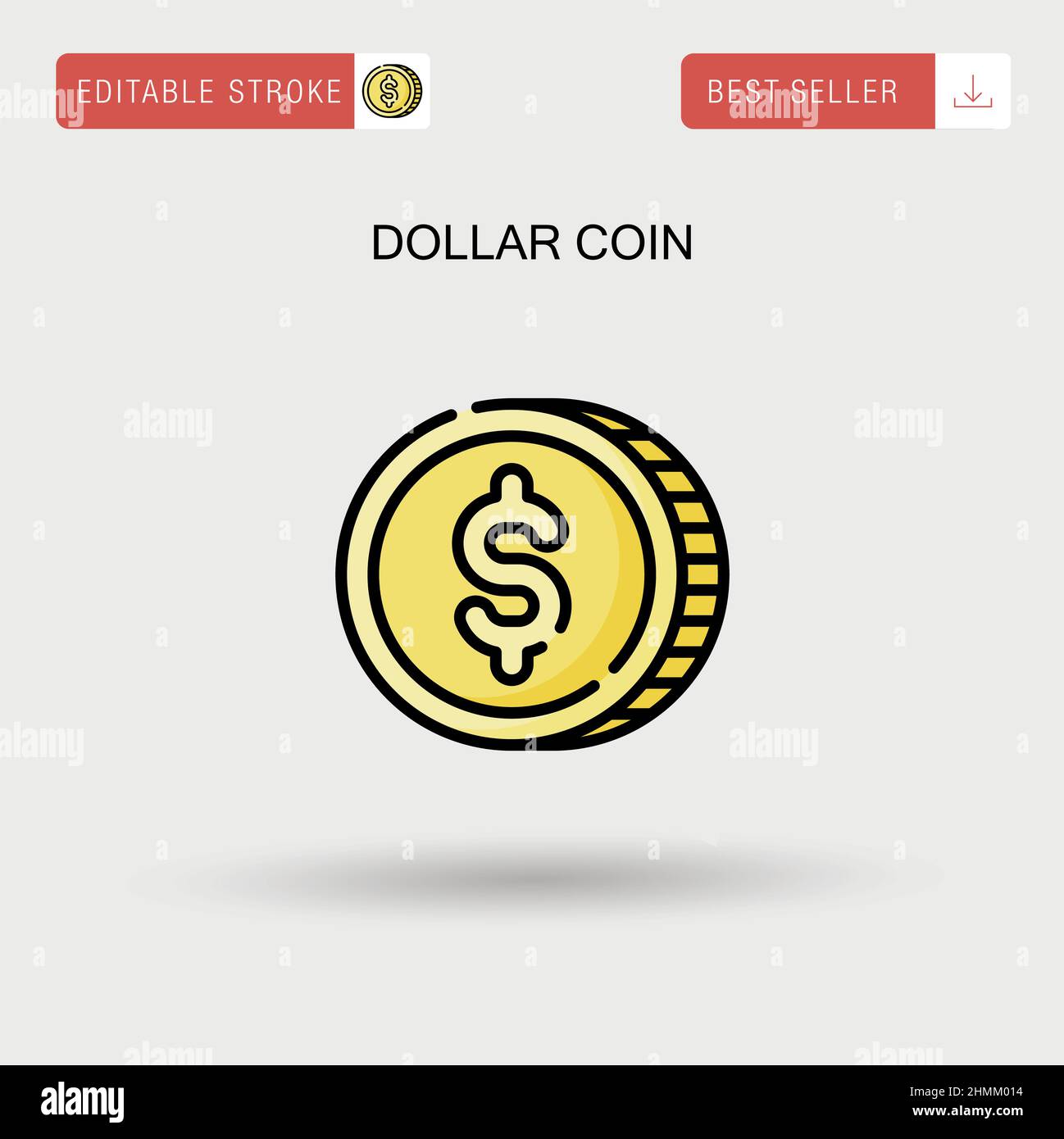 Dollar coin Simple vector icon. Stock Vector