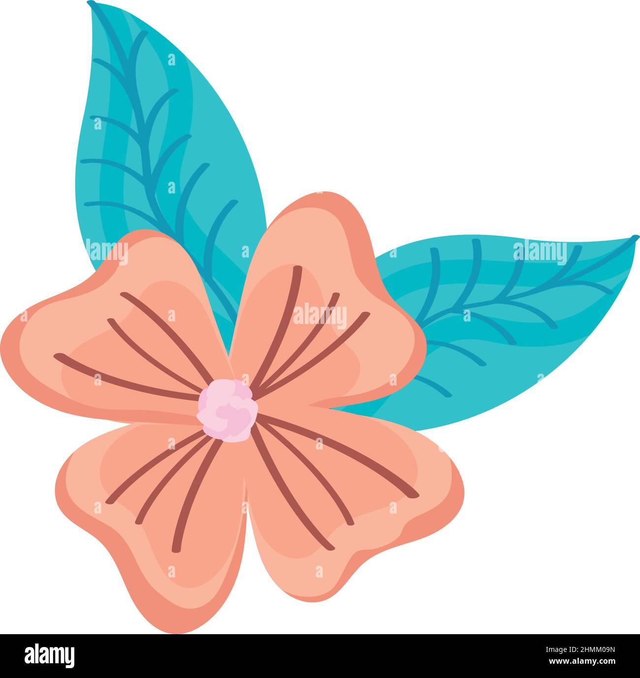 flower with green leaves Stock Vector Image & Art - Alamy