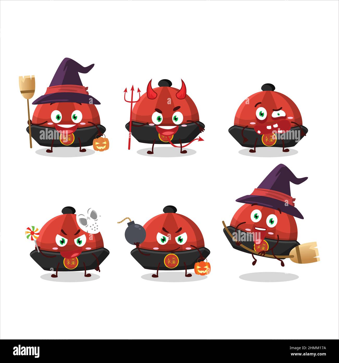 Halloween expression emoticons with cartoon character of red chinese ...