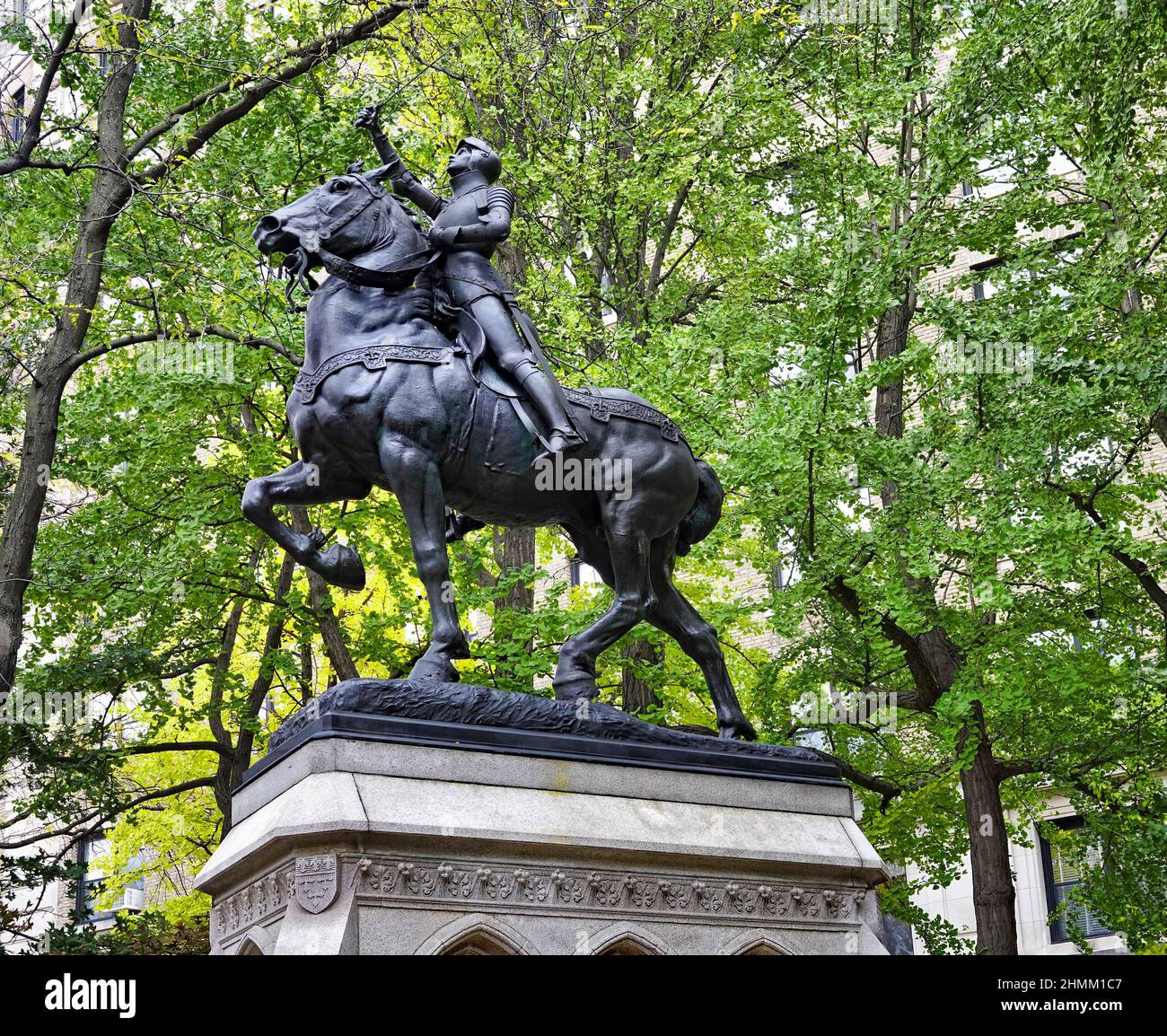Statue of Joan of Arc in Riverside Park, New York, sculpted in 1915 by Anna Hyatt Huntington Stock Photo