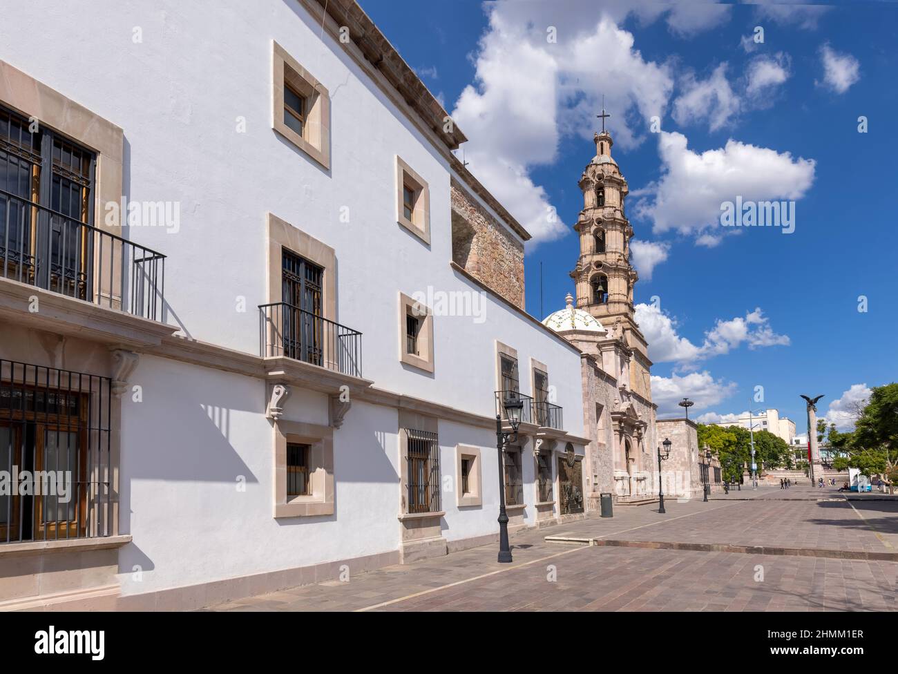 Central Mexico, Aguascalientes catholic churches, colorful streets and colonial houses in historic city center near Cathedral Basilica, one of the main city tourist attractions. Stock Photo