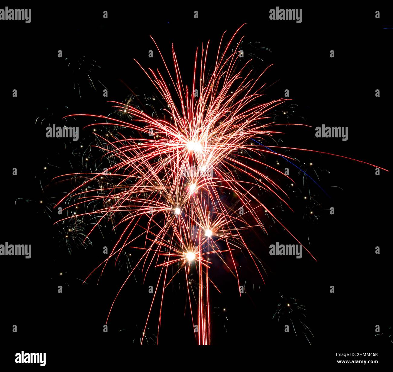 Colorful fireworks in the night sky Stock Photo - Alamy