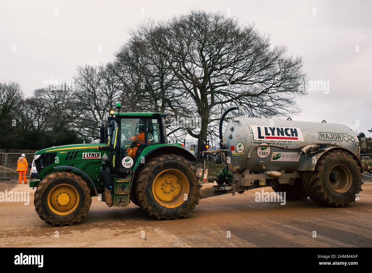 Great Missenden, UK. 9th February, 2022. A tractor and trailer used in