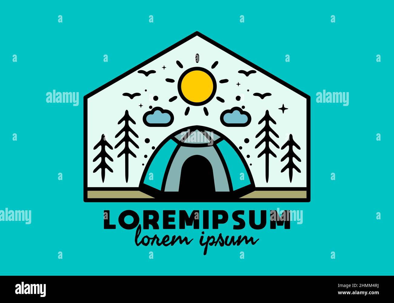 Colorful tent camping line art illustration badge design Stock Vector ...