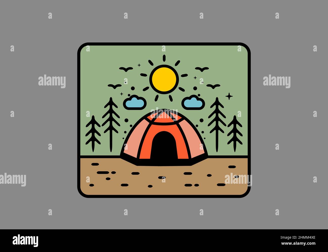 Colorful tent camping line art illustration badge design Stock Vector ...