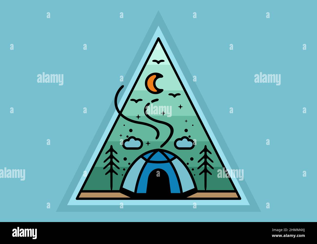 Colorful tent camping line art illustration badge design Stock Vector ...