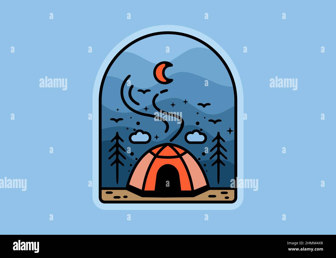 Colorful tent camping line art illustration badge design Stock Vector ...