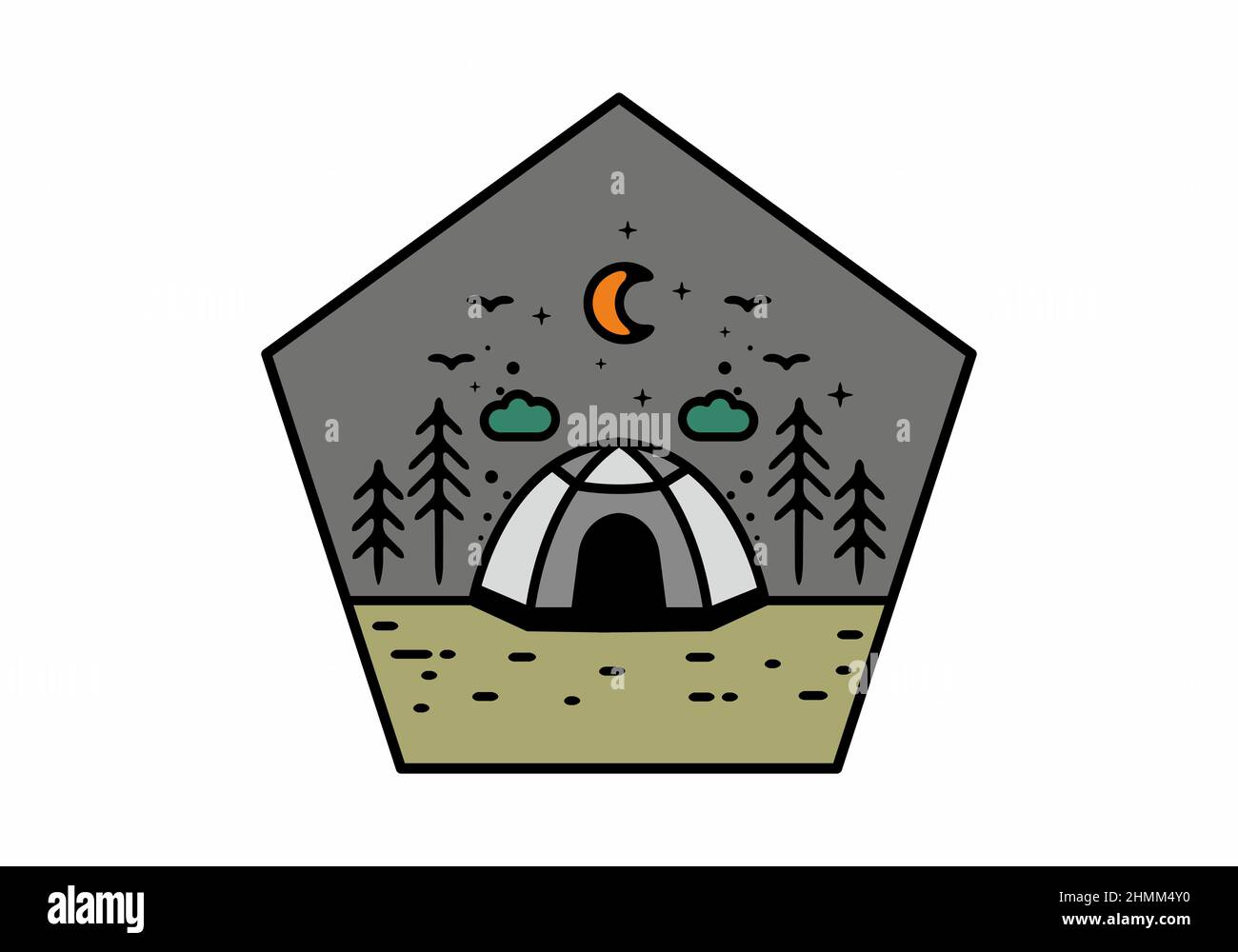 Colorful tent camping line art illustration badge design Stock Vector ...