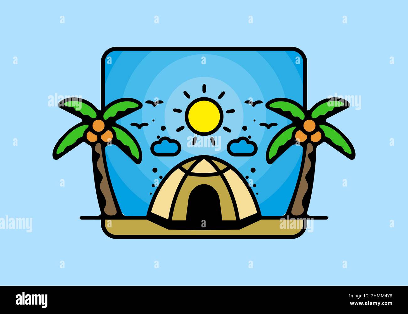 Colorful tent camping line art illustration badge design Stock Vector ...