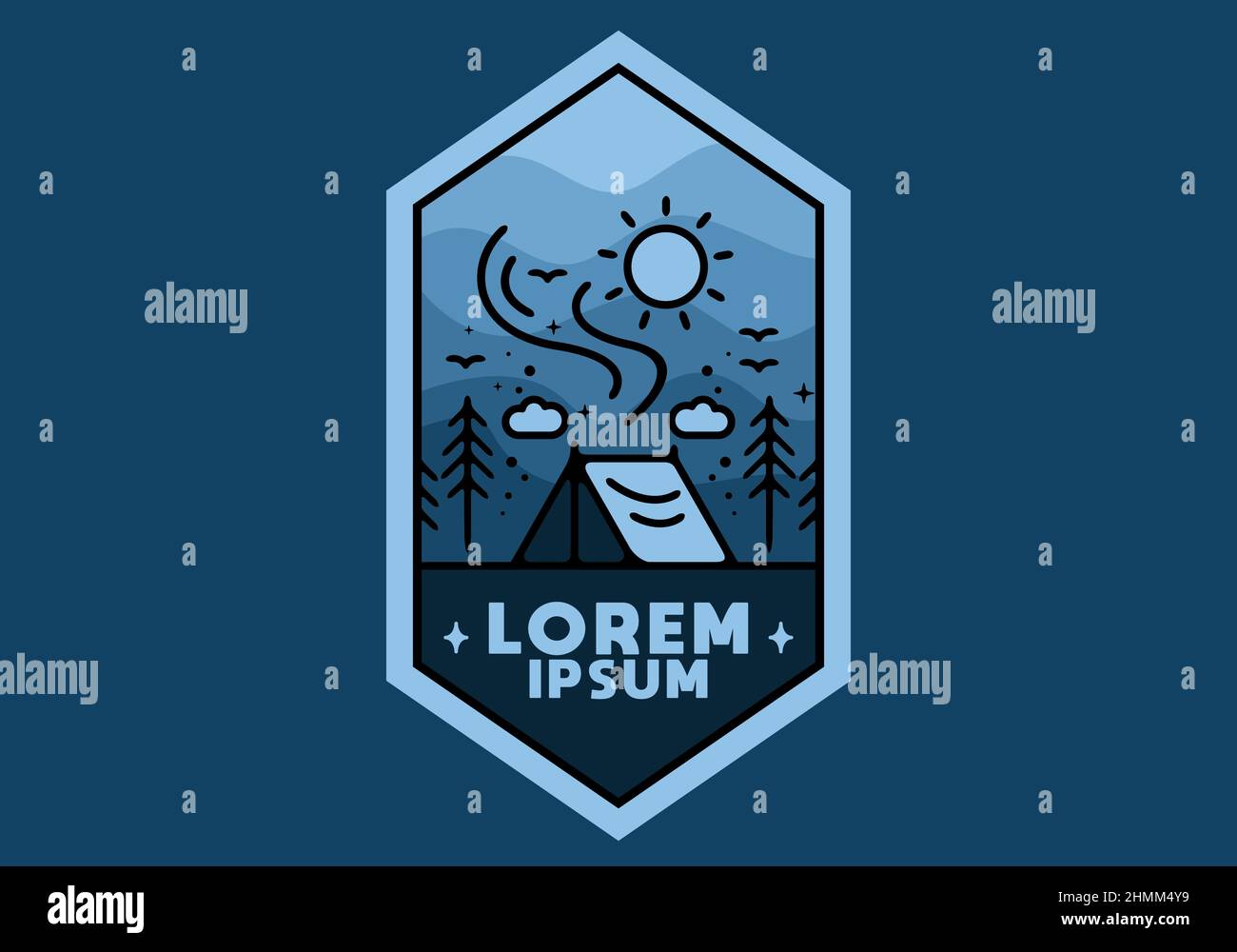 Colorful tent camping line art illustration badge design Stock Vector ...