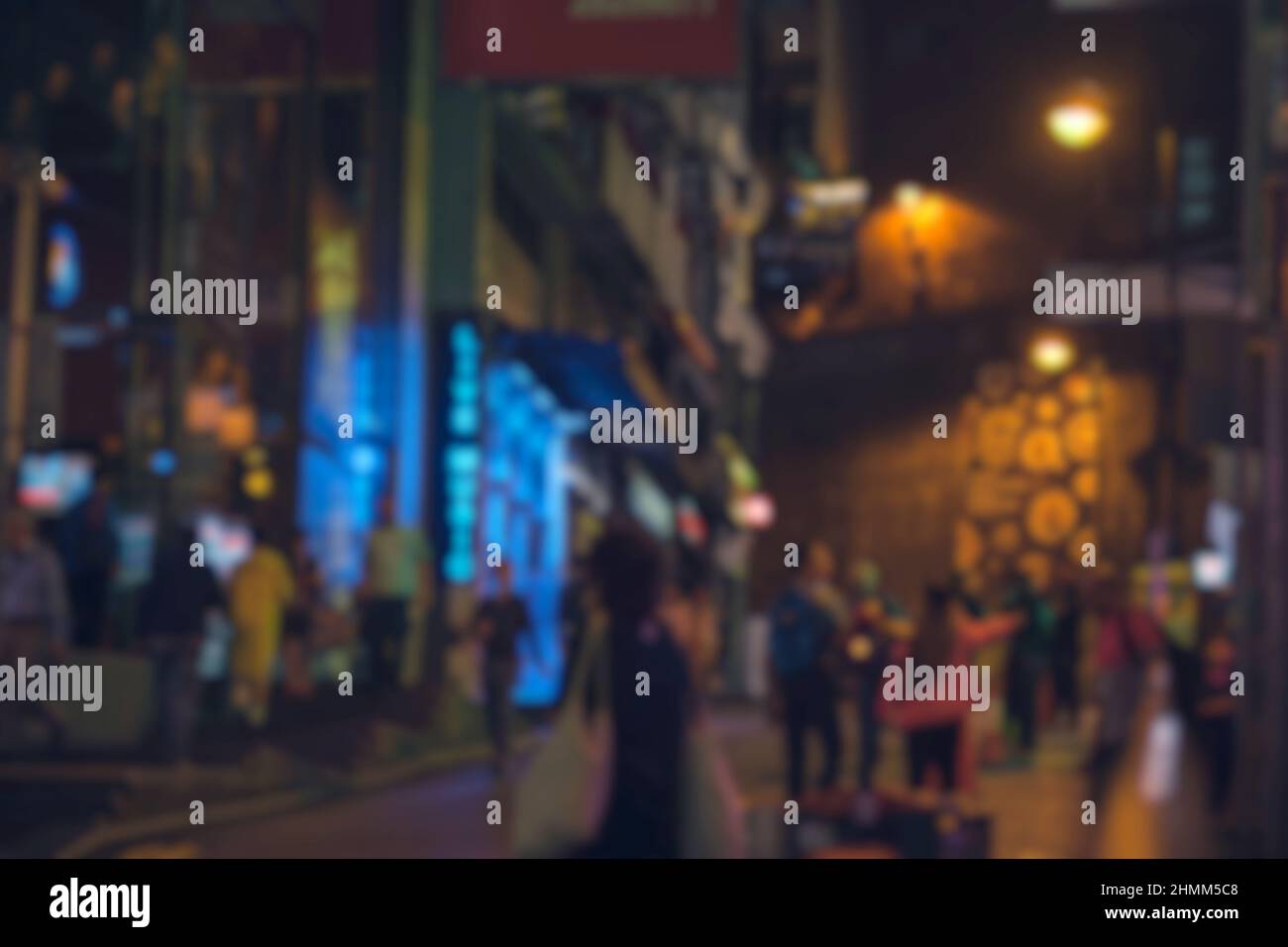 Blurred abstract background of people walking on the street at Night ...