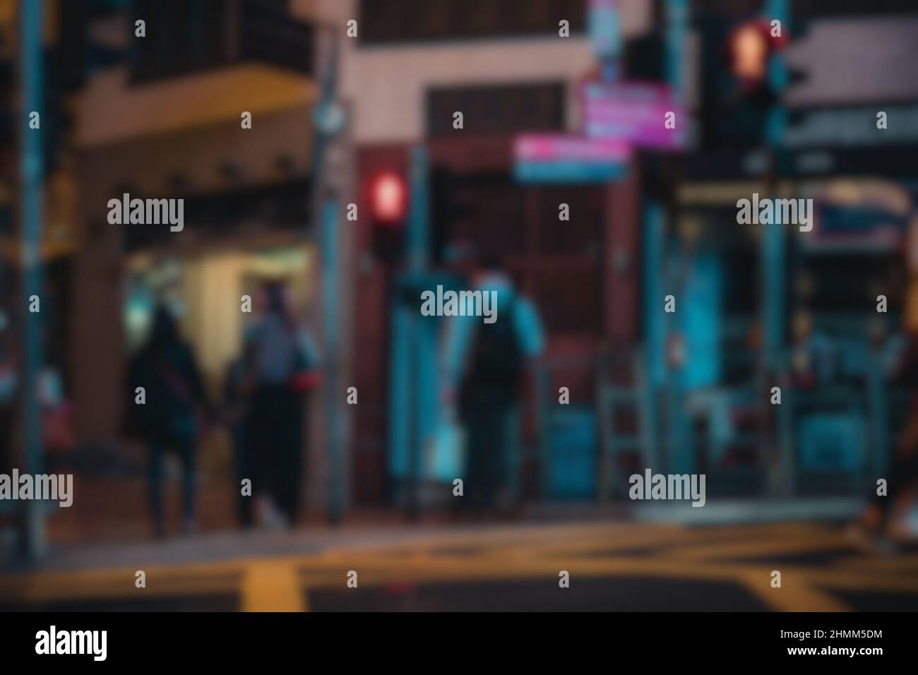 Blurred abstract background of people walking on the street at Night ...