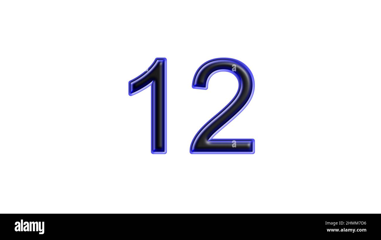 blue 12 number 3d effect white background Stock Photo - Alamy