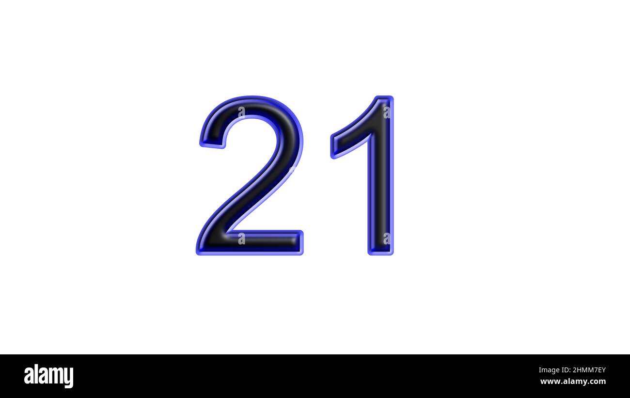 blue 21 number 3d effect white background Stock Photo