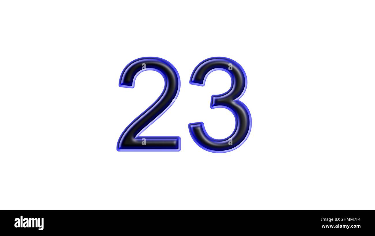 blue 23 number 3d effect white background Stock Photo