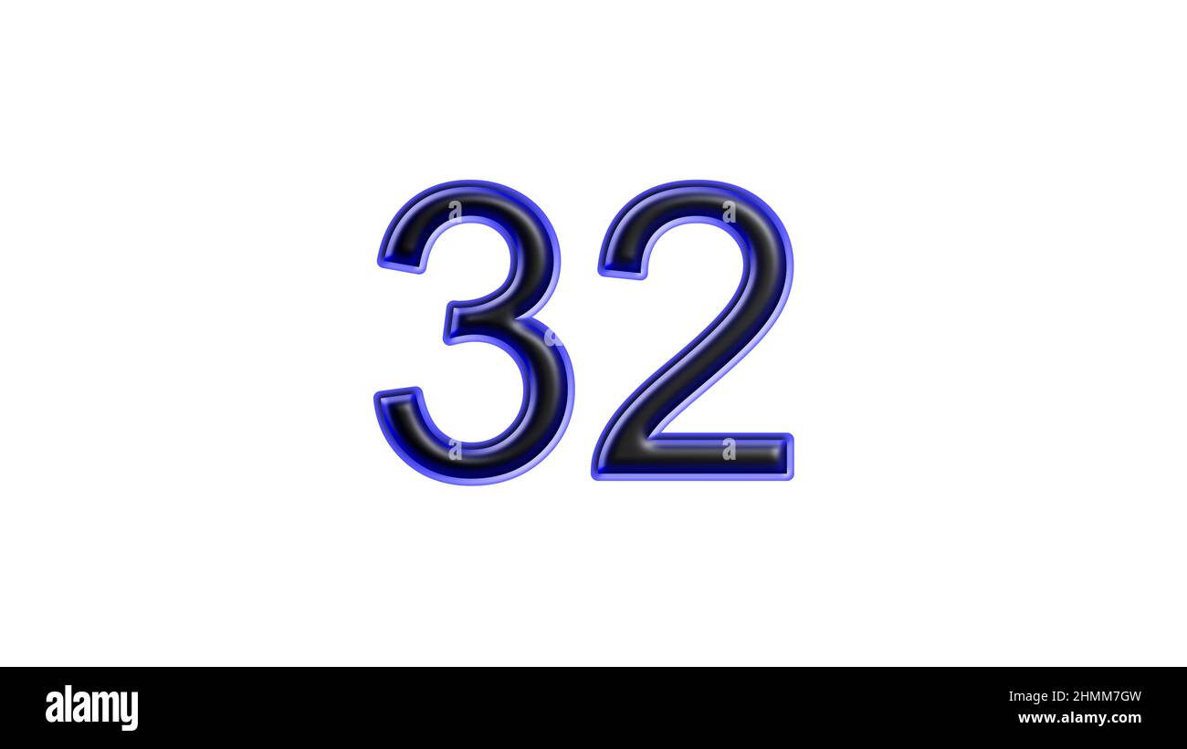 blue 32 number 3d effect white background Stock Photo