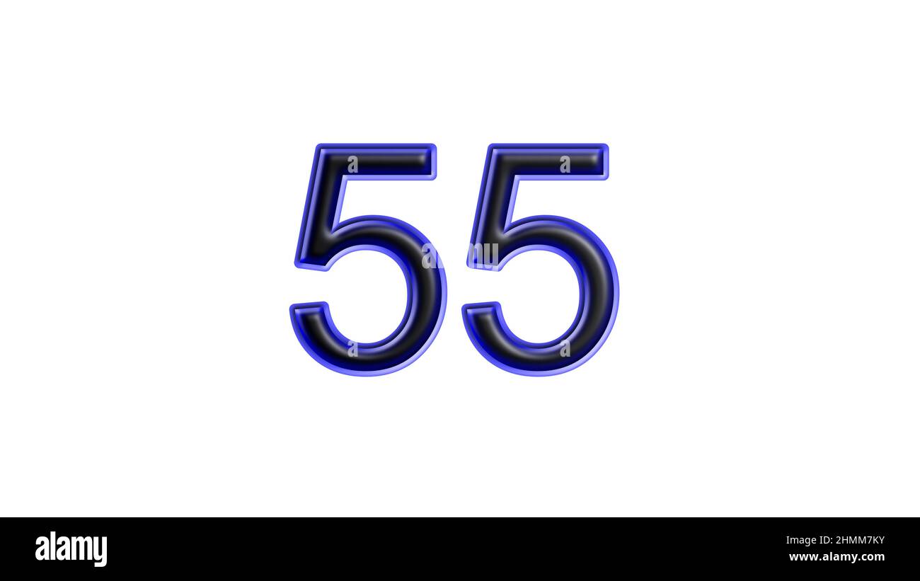 blue 55 number 3d effect white background Stock Photo - Alamy