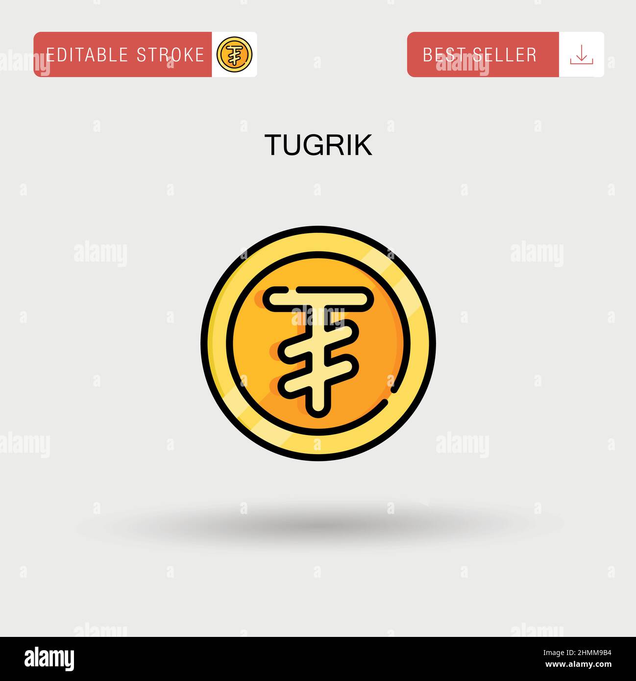 Tugrik Simple vector icon. Stock Vector