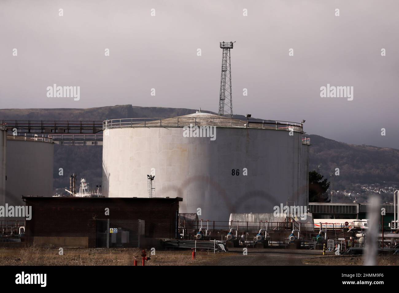 Natural gas storage facilities at Belfast harbour, Northern Ireland