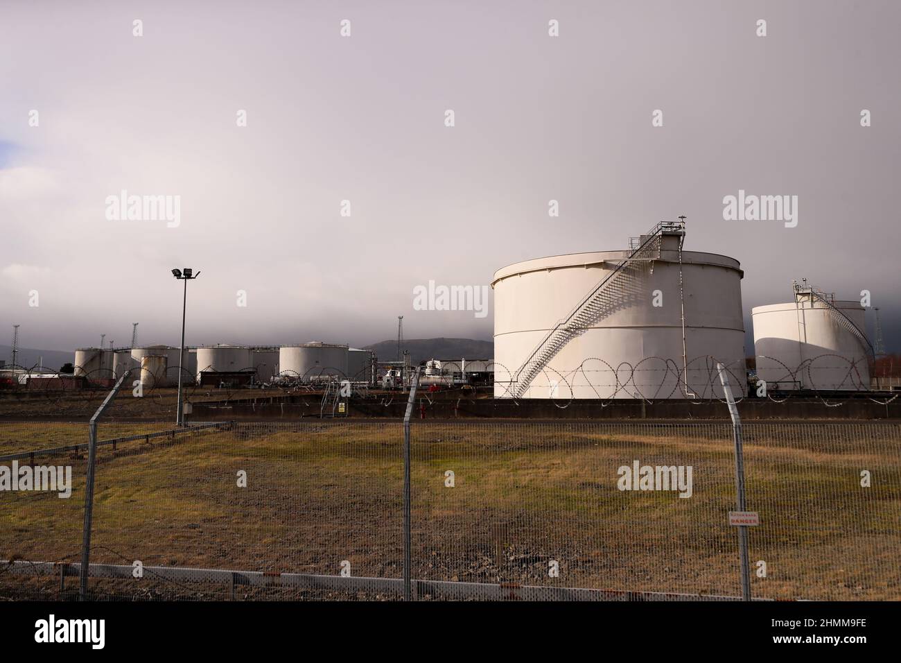 Natural gas storage facilities at Belfast harbour, Northern Ireland