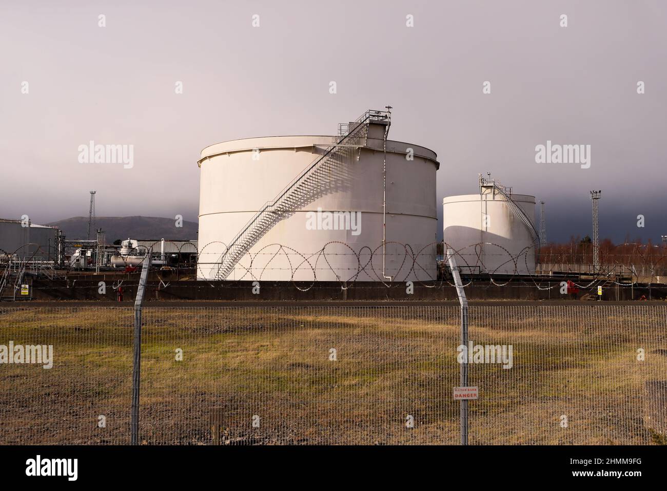 Natural gas storage facilities at Belfast harbour, Northern Ireland
