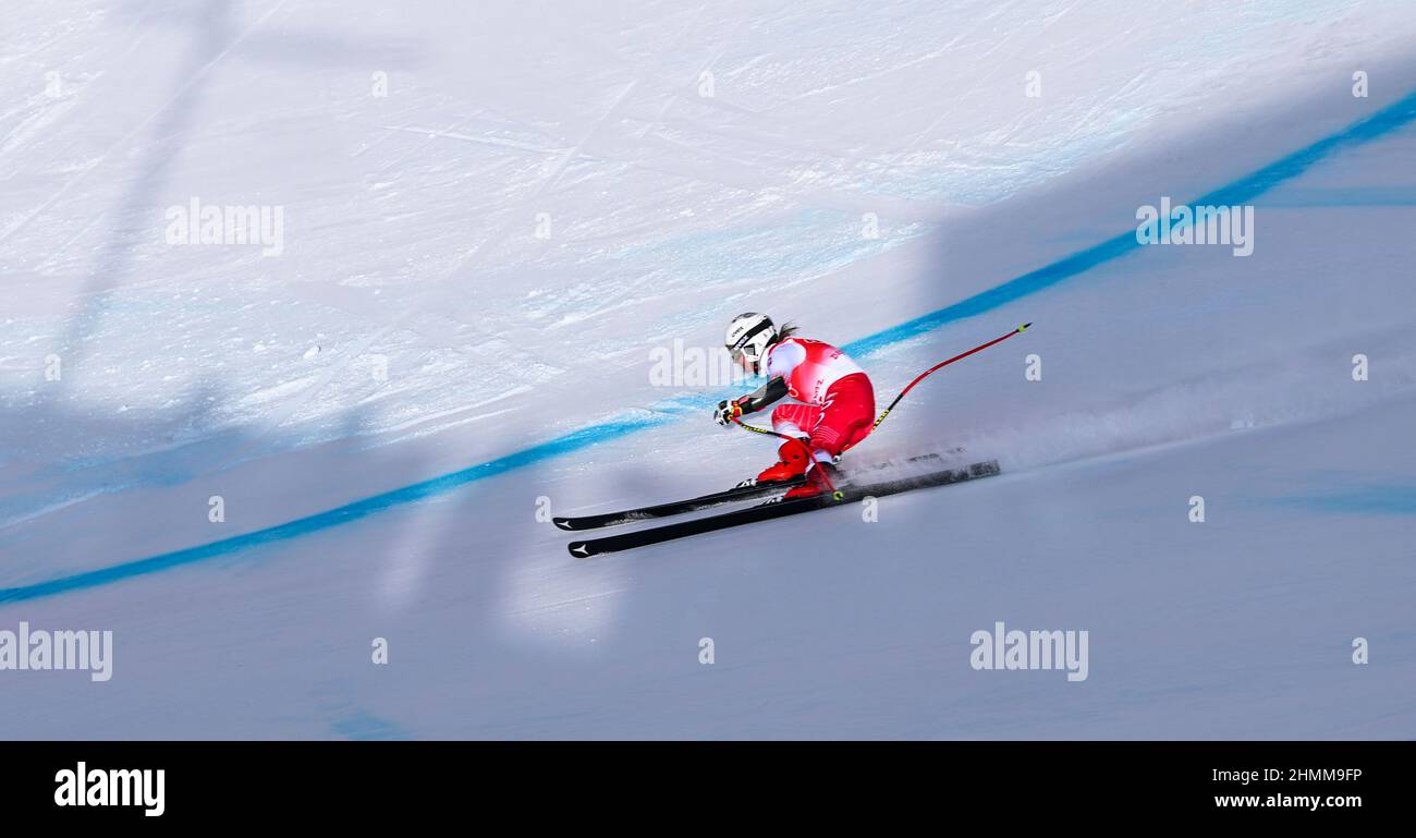 Beijing, China. 11th Feb, 2022. Maryna Gasienica-Daniel of Poland competes during alpine skiing women's Super-G of Beijing 2022 Winter Olympics at National Alpine Skiing Centre in Yanqing District, Beijing, capital of China, Feb. 11, 2022. Credit: Lian Zhen/Xinhua/Alamy Live News Stock Photo
