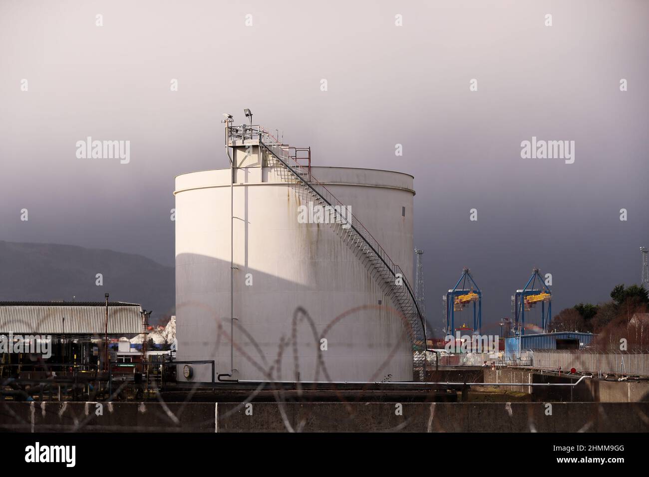 Natural gas storage facilities at Belfast harbour, Northern Ireland