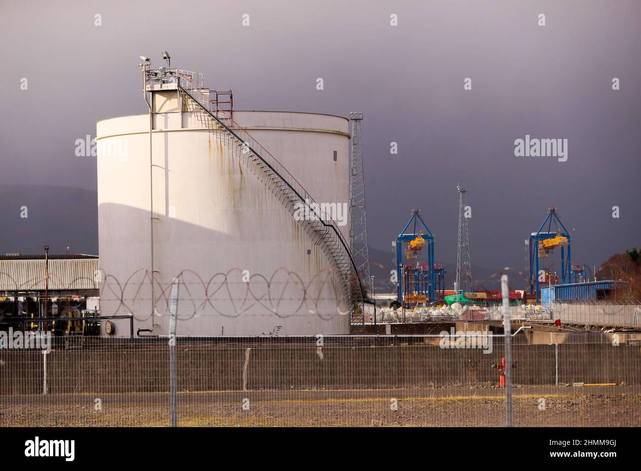Natural gas storage facilities at Belfast harbour, Northern Ireland