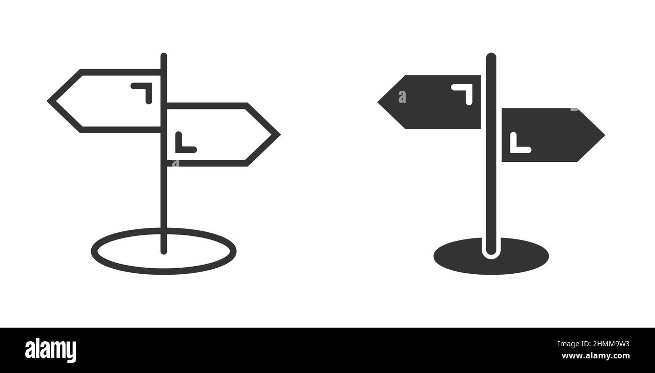 Crossroad signpost icon in flat style. Road direction vector ...