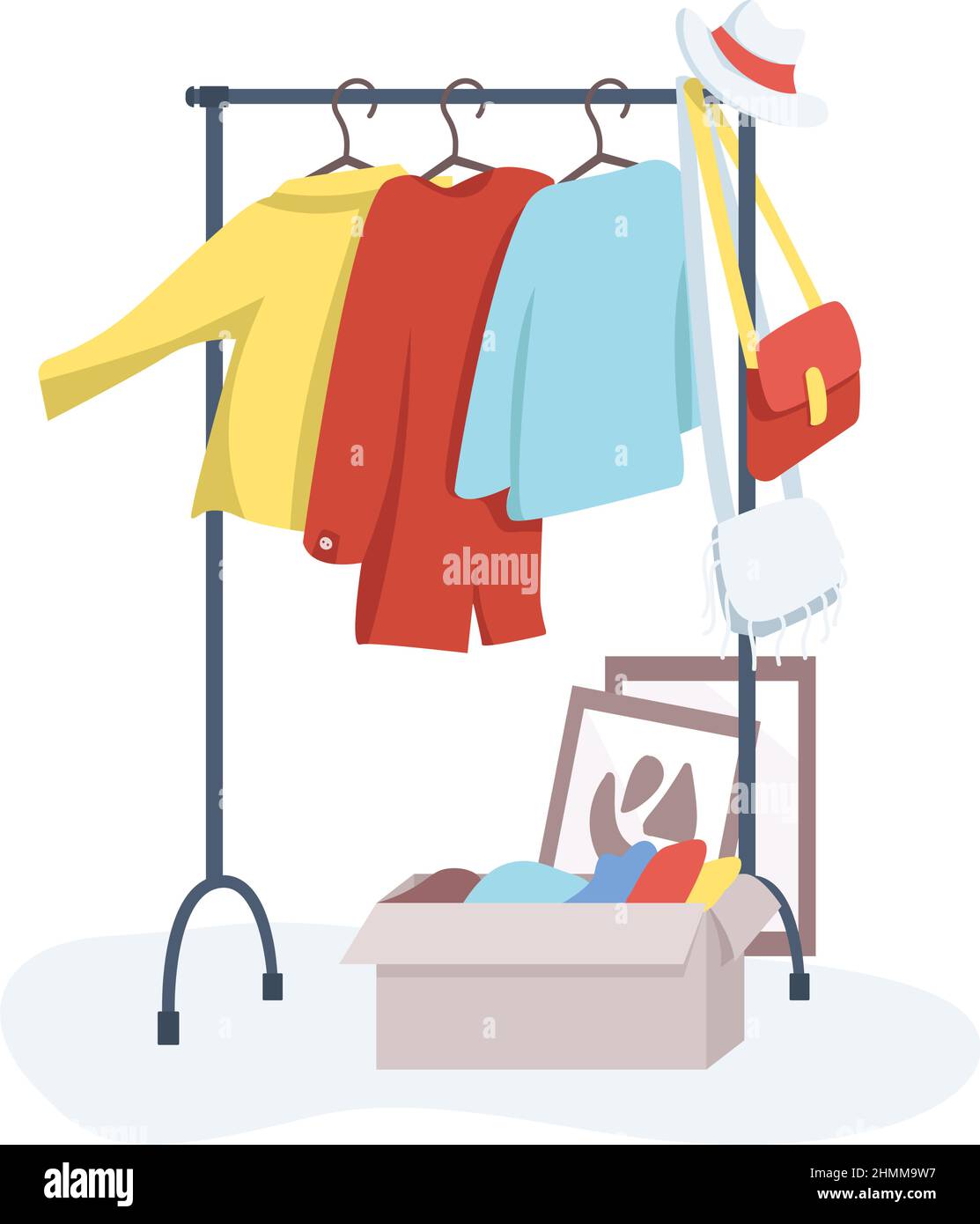 Wardrobe semi flat color vector object Stock Vector