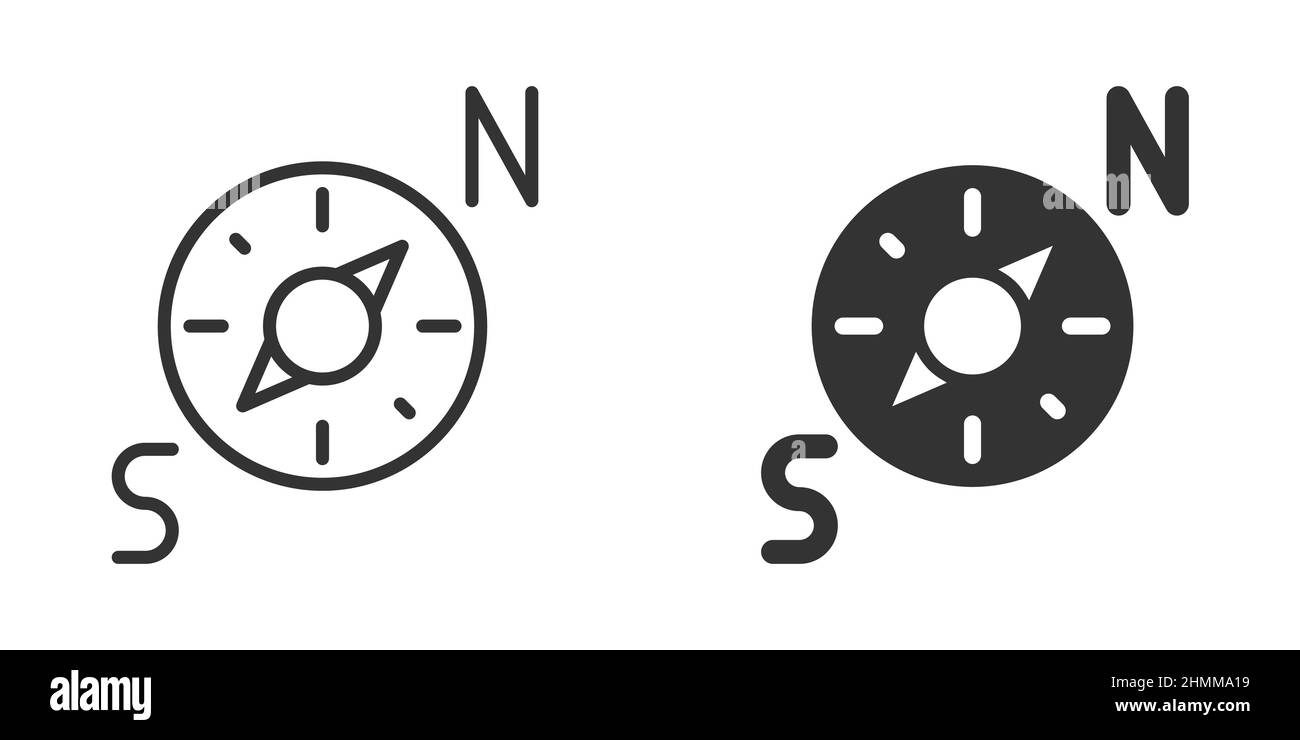 Compass icon in flat style. Navigation equipment vector illustration on ...