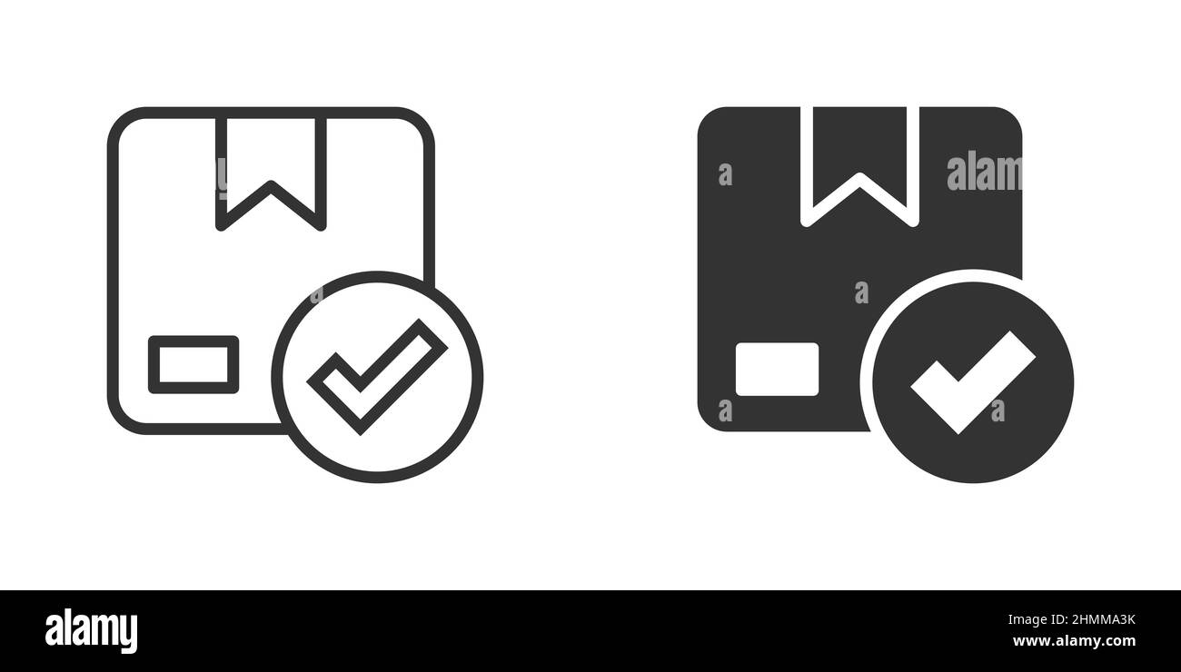 Shipping box check icon in flat style. Container approve vector