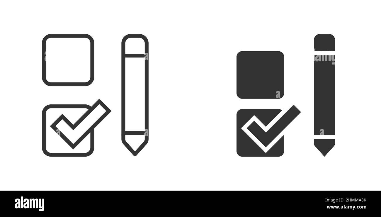 Checklist document icon in flat style. Survey vector illustration on