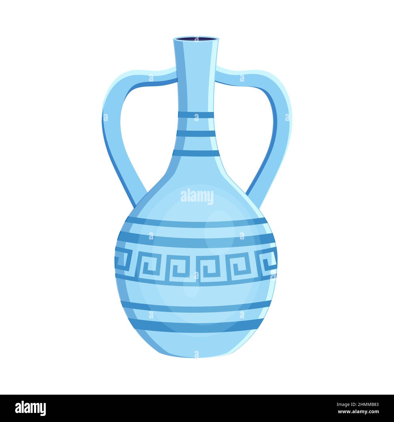 Earthenware ceramic amphora blue color with ornament vector Stock Vector