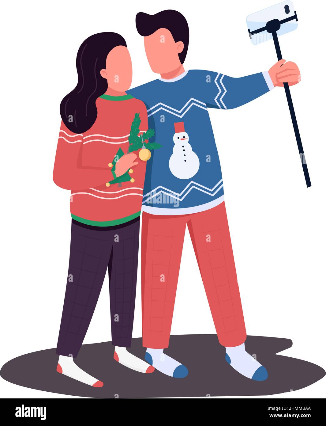 Couple making photo semi flat color vector characters Stock Vector ...