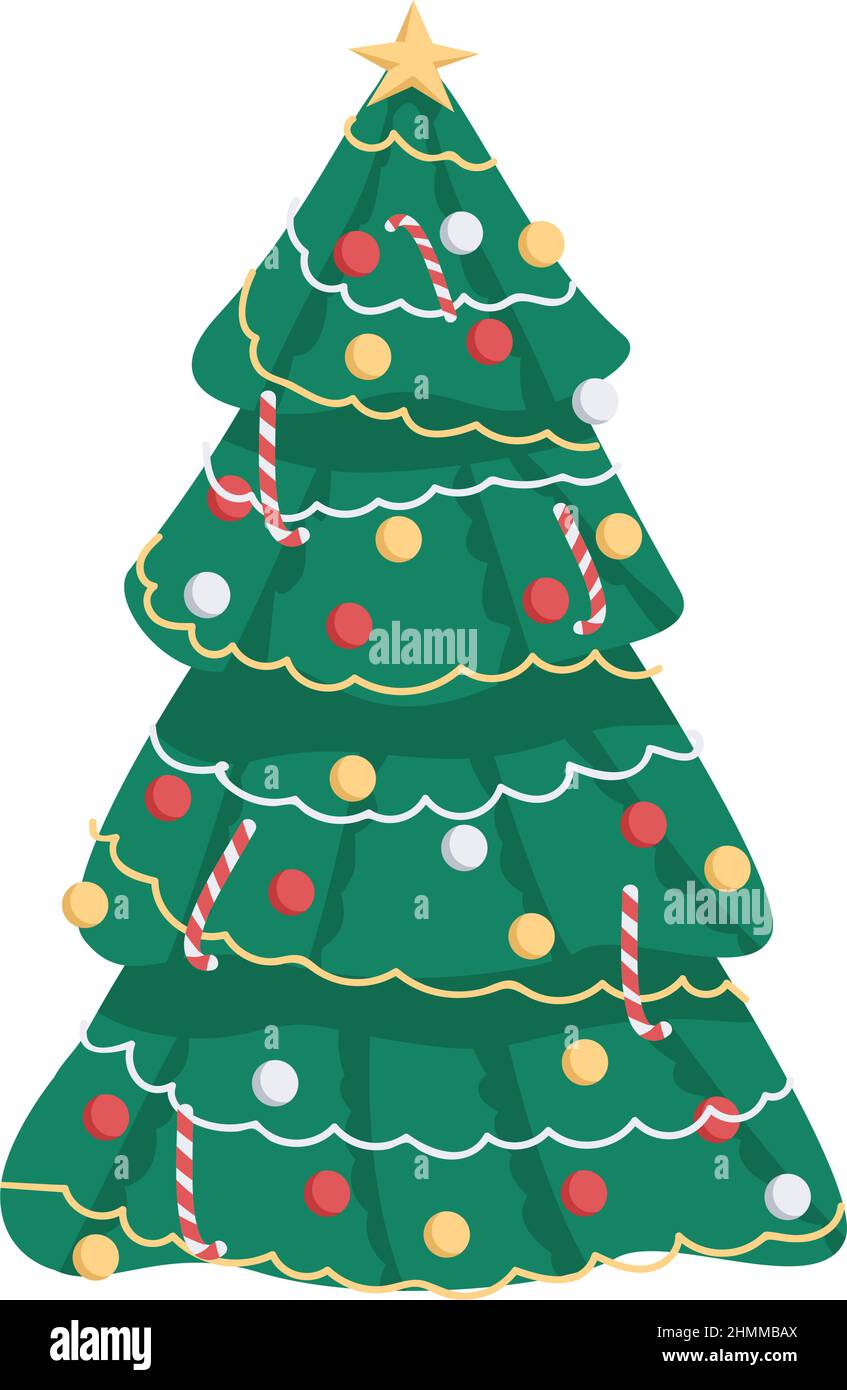 Christmas tree semi flat color vector object Stock Vector