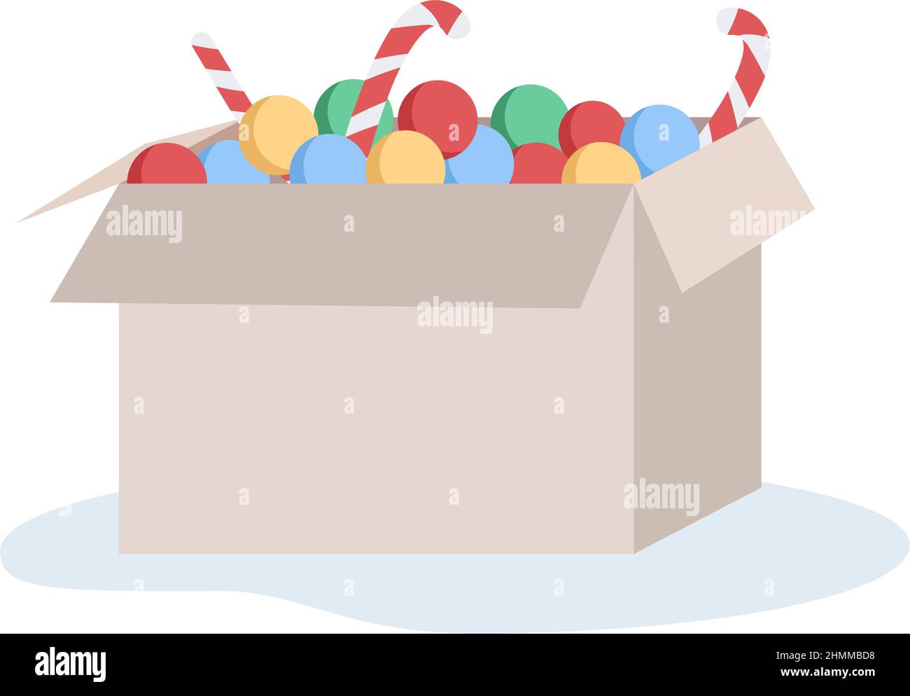 Christmas decorations in box semi flat color vector object Stock Vector